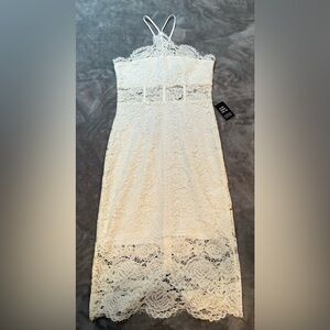 Express Ivory Lace Overlay Dress